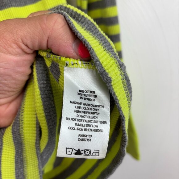 Calvin Klein Performance Quick Dry Striped Thermal Hooded Shirt Yellow Gray S - Picture 4 of 5